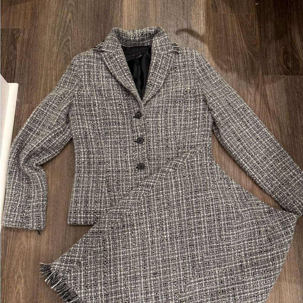 Apostrophe Black/White Tweed Jacket -size 4 Skirt (size 6 )